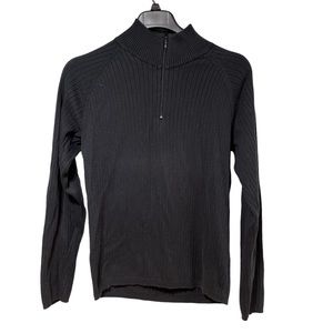Calvin‎ Klein Jeans Mens Black Ribbed Quarter Zip Cotton Sweater  Large #388